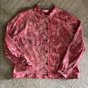 C.J. Banks Womens Pink Paisley Button-Up Jacket/Blazer